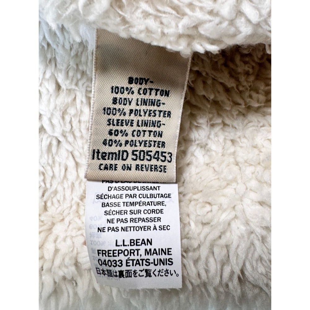 LL Bean Relaxed Fit Sherpa Lined Hooded Flannel Shirt Jacket Blue Plaid Large - Picture 10 of 12